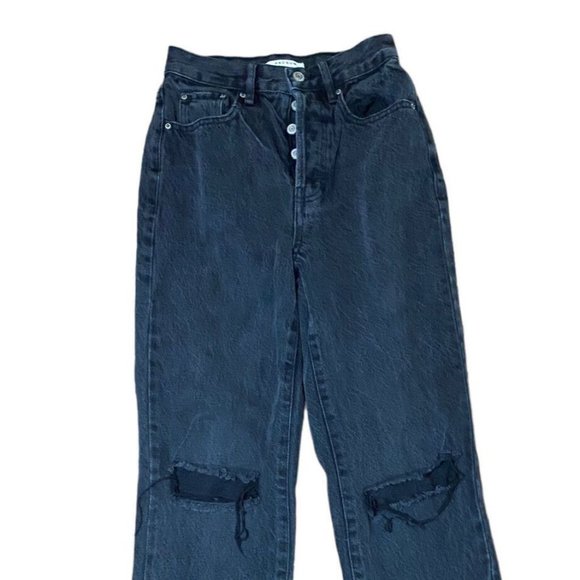 Pacsun Vintage Wash Denim Button Fly Dad Jeans | Black Fade Distressed | 23 - Picture 2 of 12